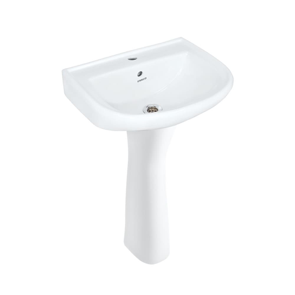 Wall-Hung Wash Basin with Full Pedestal - Essco surface detail 1
